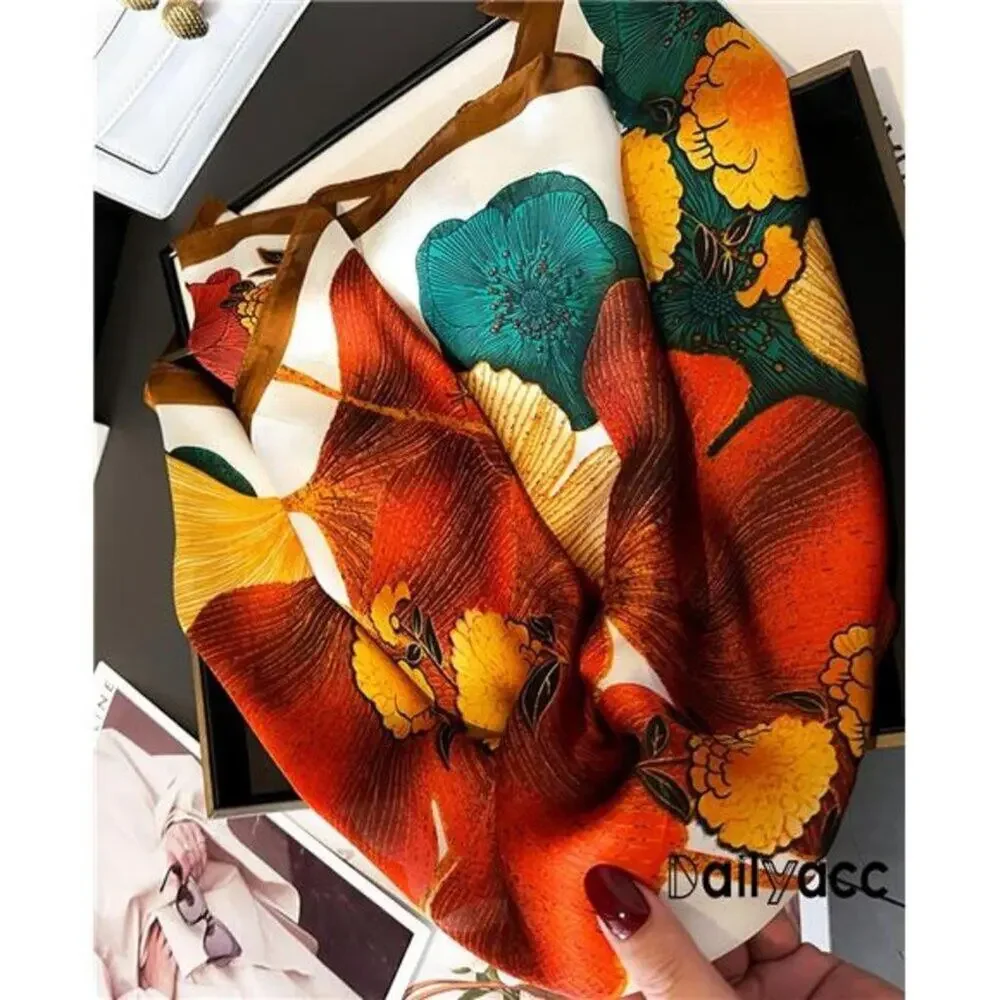 Hair Bandanas Scarf Lightweight Fashion Neck Silk Satin Head Floral Print